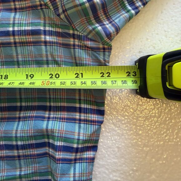 Ralph Lauren Men’s Medium Plaid Blue Green Button Up Long Sleeve Shirt Church - Picture 7 of 10